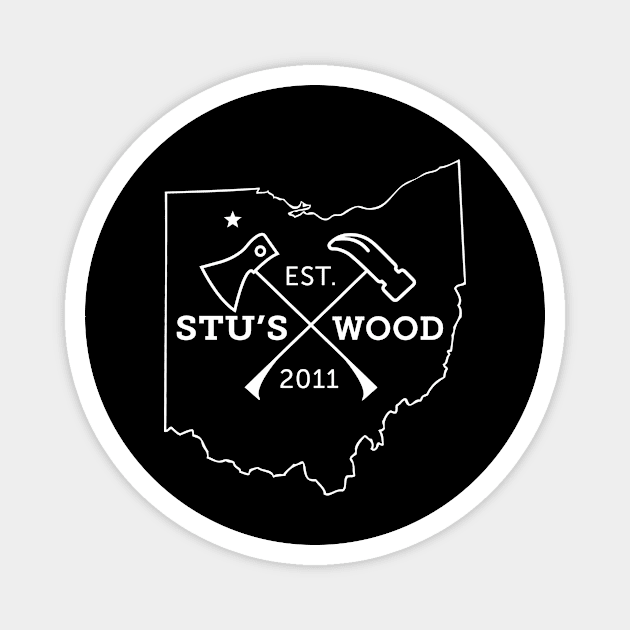 Stu's Wood Ohio - White Logo Magnet by stuswood